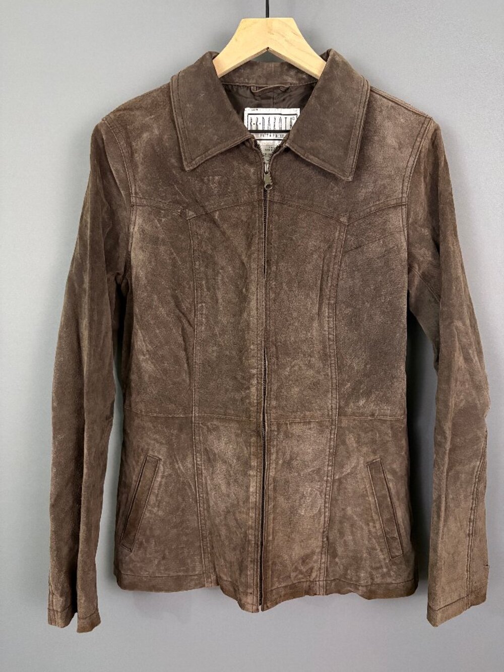 Vintage B.B. Dakota Prêt à Porter Brown Suede Leather Jacket L Y2K